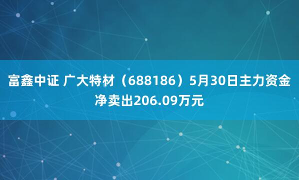 富鑫中证 广大特材（688186）5月30日主力资金净卖出206.09万元